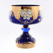 Конфетница на ножке Bohemia Лепка синяя 18 см Bohemia Crystal