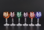 Комплект рюмок для водки 60 мл Цветной хрусталь (6 шт.) Bohemia Crystal