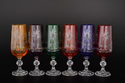 Комплект фужеров для шампанского Bohemia Цветной хрусталь 180 мл (6 шт.) Bohemia Crystal