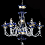 Хрустальная люстра Titania Lux Лепка синяя (Высота 63 см Диаметр 70 см Вес 9кг) Elite Bohemia