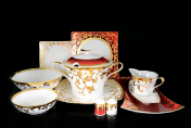 Столовый сервиз Falkenporzellan Tosca Bordeaux Gold 6 персон 27 предметов