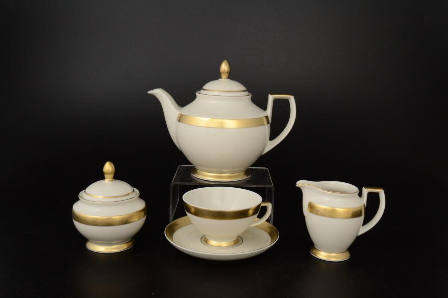Фото Чайные сервизы Фарфоровый чайный сервиз Falkenporzellan Cream Gold 3064 6 персон 17 предметов