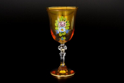 Комплект фужеров для вина Кристина Роспись желтые A-M (6 шт.) Bohemia Crystalite