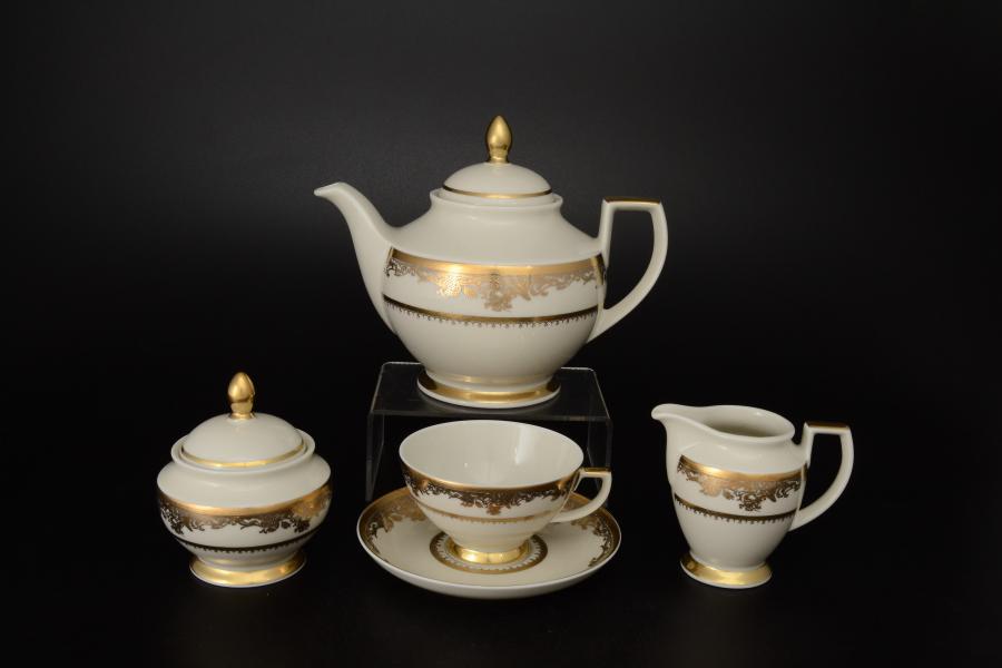 Фото Чайные сервизы Фарфоровый чайный сервиз Falkenporzellan Cream Gold 6 персон 17 предметов