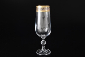 Комплект фужеров для шампанского 180 мл Клаудия Золотой лист (6 шт.) Bohemia Crystalite