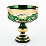 Конфетница Crystal Bohemia Лепка зеленая 17 см Bohemia Crystal