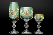 Комплект фужеров 18 предметов "Лепка зеленая фон " B-L Bohemia Crystal