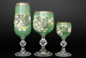 Комплект фужеров 18 предметов "Лепка зеленая " B-L Bohemia Crystal