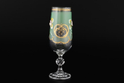 Комплект фужеров для шампанского 180 мл Лепка зеленая фон B-L (6 шт.) Bohemia Crystal