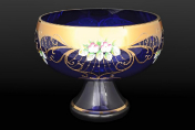 Фруктовница 28 см Лепка синяя B-P Bohemia Crystal