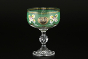 Комплект стеклянных креманок для мартини Bohemia лепка зеленая 200 мл Bohemia Crystal