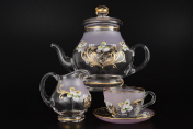 Фарфоровый чайный сервиз 15 пр "Лепка Розовая " D-V Bohemia Crystal