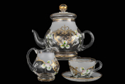 Фарфоровый чайный сервиз 15 пр "Лепка Белая" D-V Bohemia Crystal