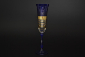 Комплект фужеров для шампанского Лазурь синяя E-S (6 шт.) Bohemia Crystal
