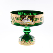 Конфетница на ножке Bohemia Лепка зелёная 20 см Bohemia Crystal