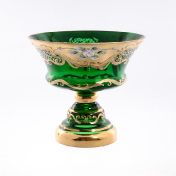 Конфетница 21 см "Лепка зеленая" E-V Bohemia Crystal