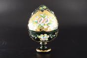 Конфетница с крышкой 24 см "Лепка зеленая" E-S Bohemia Crystal