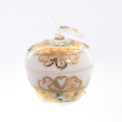 Конфетница с крышкой Bohemia Лепка белая 10 см Bohemia Crystal
