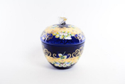 Конфетница с крышкой Bohemia Лепка синяя 16 см Bohemia Crystal