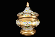 Конфетница с крышкой Лепка белая E-S 21 см Bohemia Crystal