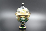Конфетница с крышкой 21 см "Лепка зелаеная" E-V Bohemia Crystal