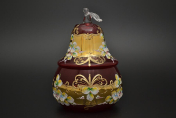 Конфетница с крышкой Bohemia Лепка красная 24 см Bohemia Crystal