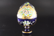 Конфетница с крышкой 24 см Лепка синяя E-S Bohemia Crystal