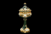 Конфетница с крышкой 40 см "Лепка зеленая" E-V Bohemia Crystal
