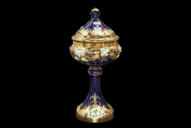 Конфетница с крышкой 40 см Лепка синяя E-S Bohemia Crystal