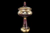 Конфетница с крышкой 60 см "Лепка красная" E-V Bohemia Crystal