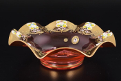 Фруктовница Bohemia Лепка красная Веер 25 см Bohemia Crystal