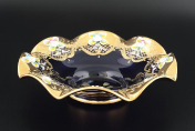 Фруктовница Bohemia Лепка синяя Веер 25 см Bohemia Crystal