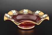 Фруктовница Bohemia Лепка красная Веер 30 см Bohemia Crystal