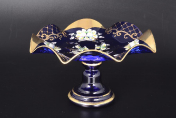 Фруктовница Веер н/н 27 см Лепка синяя E-S Bohemia Crystal