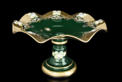 Фруктовница на ножке Bohemia Лепка зелёная Bohemia Crystal