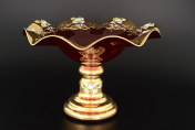 Фруктовница на ножке Bohemia Лепка красная Bohemia Crystal