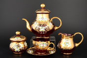 Фарфоровый чайный сервиз на 6 персон 15 пр "Лепка гранат" E-V Bohemia Crystal