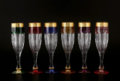 Комплект фужеров для шампанского Сафари Ассорти (6 шт.) Bohemia Gold
