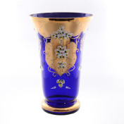 Ваза Смальта Лепка синяя 40 см Bohemia Crystal