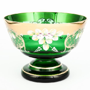 Конфетница Crystal Bohemia Лепка зеленая 21 см Bohemia Crystal