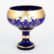 Конфетница на ножке Bohemia Лепка синяя 13 см Bohemia Crystal