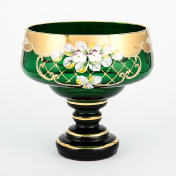 Конфетница Crystal Bohemia Лепка зеленая 16 см Bohemia Crystal