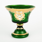 Конфетница Crystal Bohemia Лепка зеленая 16 см Bohemia Crystal