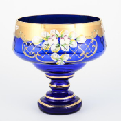 Конфетница Crystal Bohemia Лепка синяя 16 см Bohemia Crystal
