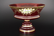 Конфетница на ножке Bohemia Лепка гранат 32 см Bohemia Crystal