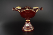 Конфетница Веер 36 см Лепка красная S-A Bohemia Crystal