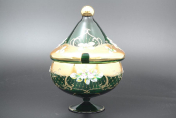 Конфетница с крышкой 16 см Лепка зеленая S-A Bohemia Crystal