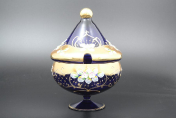 Конфетница с крышкой 16 см Лепка синяя S-A Bohemia Crystal