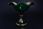 Фруктовница Веер 26 см Лепка зеленая S-A Bohemia Crystal