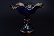 Фруктовница Веер 26 см Лепка синяя S-A Bohemia Crystal